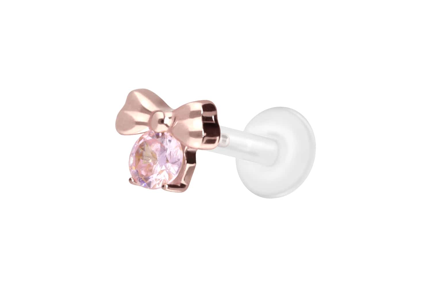 PTFE Labret Piercing mit Innengewinde + Titan-Aufsatz SCHLEIFE + KRISTALL